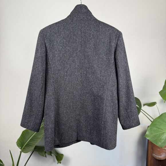 Vintage 80s 90s Wool Tweed Oversized Blazer Gray Donegal Style - Picture 12 of 14